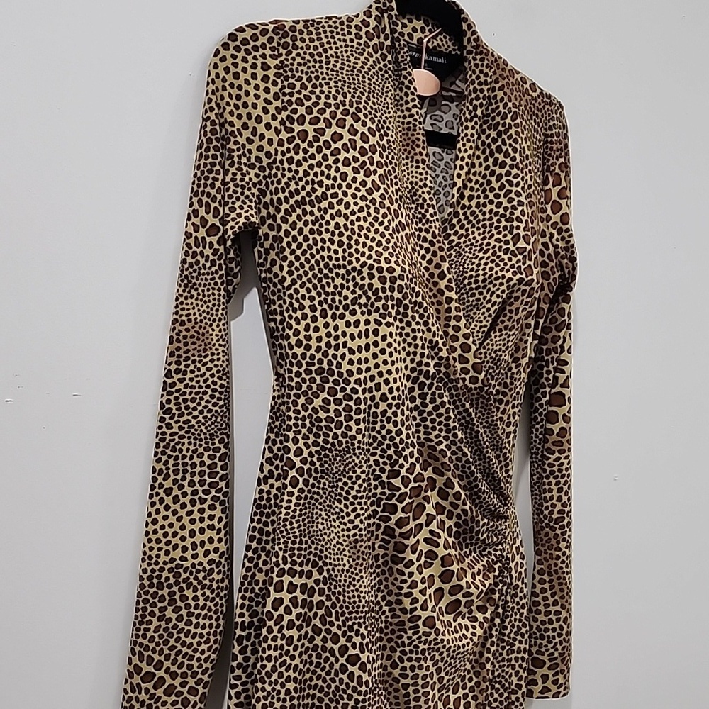 Norma Kamali Leopard Faux Wrap Dress - Picture 4 of 10